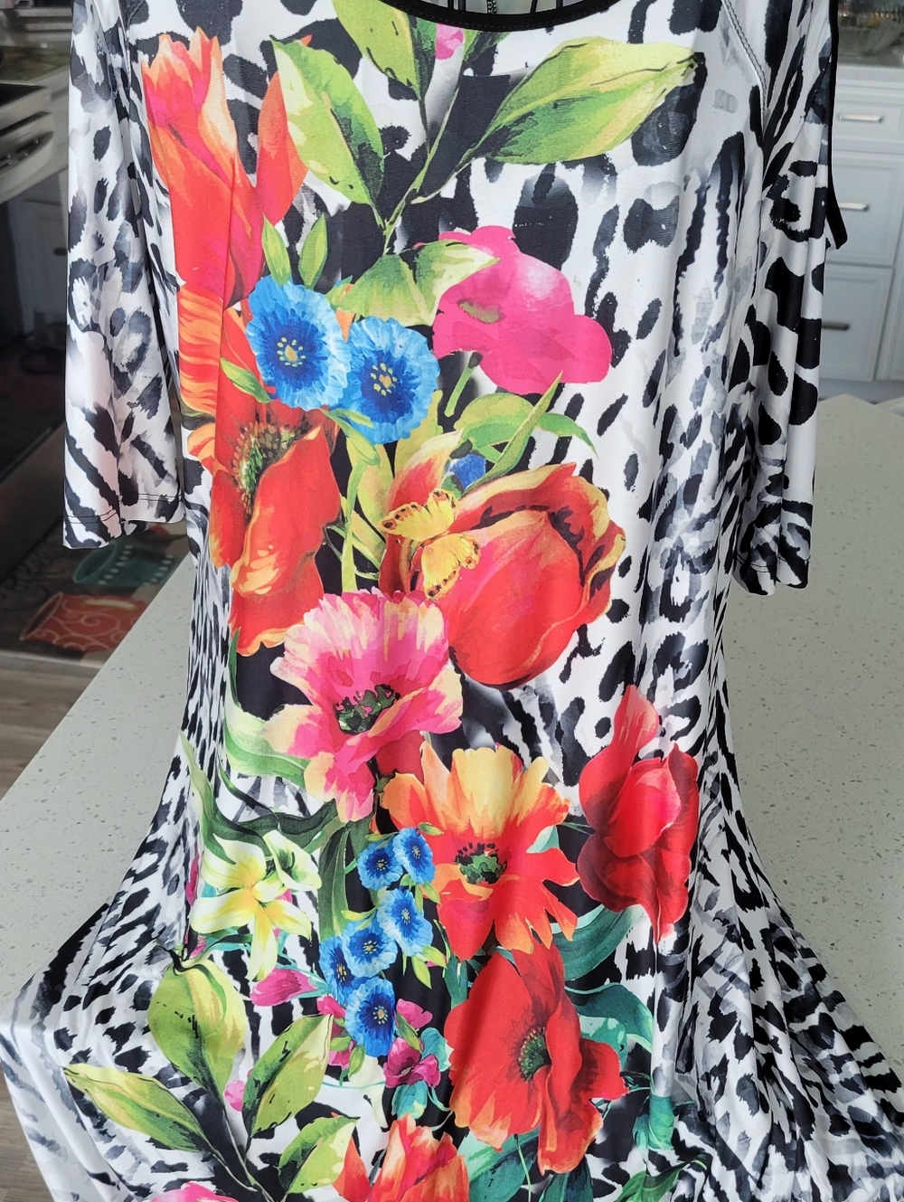 Floral Splash Animal-Print Women's Tunic Top - Multi